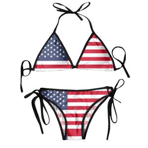 Women's Flag Print Triangle Bikini Set