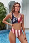 Pink Queen Women's High Waisted USA Flag Bikini Set