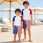 Patriotic USA Flag Boys' Swim Trunks Size 8-10