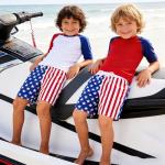Patriotic USA Flag Boys' Swim Trunks Size 8-10