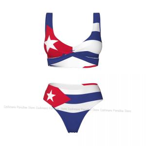 Cuba Flag Push-Up Bikini Swimsuit for Women