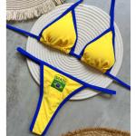 Brasil Flag Contrast Split Bikini Set for Women