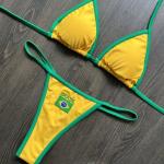 Brasil Flag Contrast Split Bikini Set for Women