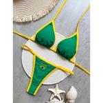 Brasil Flag Contrast Split Bikini Set for Women
