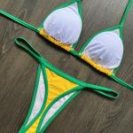 Brasil Flag Contrast Split Bikini Set for Women
