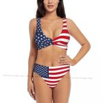 USA Flag Women's Bikini Set with Push-Up Top
