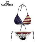 American Flag Skull Print Women's Bikini