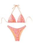 WDIRARA Women's Floral Striped Bikini Set