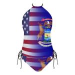 Michigan State Flag Women's High Neck Bikini Set