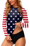 Deerose Women’s American Flag Rash Guard Top