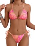 Hot Pink Halter Bikini Set for Women