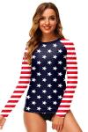 Deerose Women’s American Flag Rash Guard Top