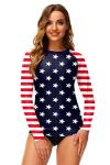 Deerose Women’s American Flag Rash Guard Top