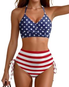 Patriotic Red, White, and Blue Bikini Set