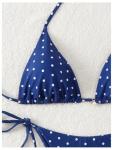 Dark Blue Polka Dot Halter Bikini Set