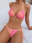 Hot Pink Halter Bikini Set for Women