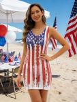 KIDDAD Crochet American Flag Beach Cover Up