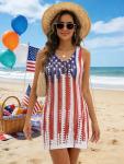 KIDDAD Crochet American Flag Beach Cover Up