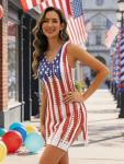 KIDDAD Crochet American Flag Beach Cover Up