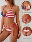 Women's High Cut American Flag Thong Bikini Set