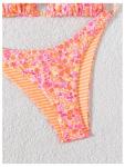 WDIRARA Women's Floral Striped Bikini Set