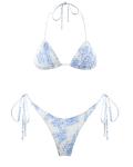 VOLAFA Women's Light Blue Triangle Bikini Set