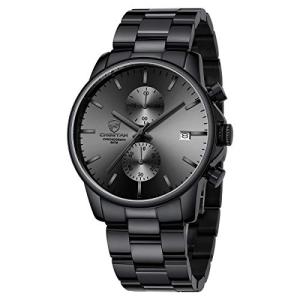 Elegant Men's Quartz Chronograph Watch in Black/Silver