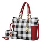 MKF Red Checker Tote Bag and Wallet Set