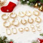 9 Pairs Gold Chunky Hoop Earrings for Women