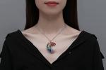 Chakra Healing Crystal Crescent Moon Necklace
