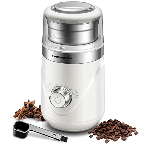 Twomeow Adjustable White Electric Coffee Grinder