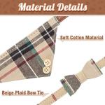 EXPAWLORER Dog Collar and Leash Set - Classic Plaid Dog Bow Tie and Dog Bandana Collar with Bell, Dog Leash Tangle Free, Adjustable Collars for Small Medium Large Dogs Cats, Holiday Ideal Gift, S
