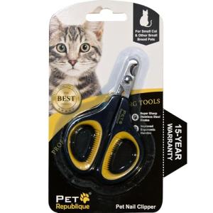 Cat Nail Clippers by Pet Republique – Professional Stainless-Steel Nail Clipper for Cats, Kittens, Hamster, Rabbits, Birds, & Small Breed Animals Claw Trimmer (Black+Yellow)