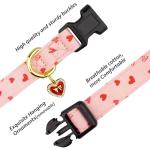 Cotton Handmade Dog Collar Cute and Distinctive Patterns Pink Strawberries with Pendant for Girl Boy Dogs Collars S