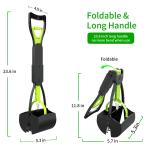 Pooper Scooper, Foldable Dog Poop Waste Pick up Shovel with Long Handle High Strength Material and Spring (Green）