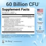 Dr. Berg Probiotic Supplement (60 Billion CFUs) - Helps Ease Occasional Constipation, Diarrhea, Gas & Bloating* - Pre and Probiotics for Digestive Health - 30 Probiotic Capsules