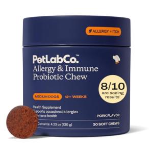 PetLab Co. Allergy & Immune Daily Probiotics for Dogs. Supports Yeast Production, Seasonal Allergies, Intermittent Itchiness, Gut & Digestive Health for Medium Size Dogs, Packaging May Vary
