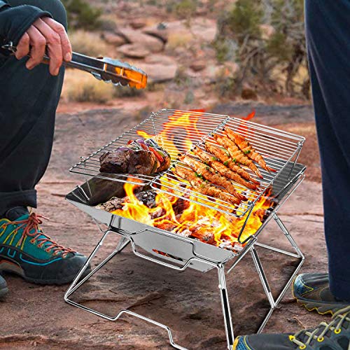 Odoland Portable Stainless Steel Camping Grill with Bag