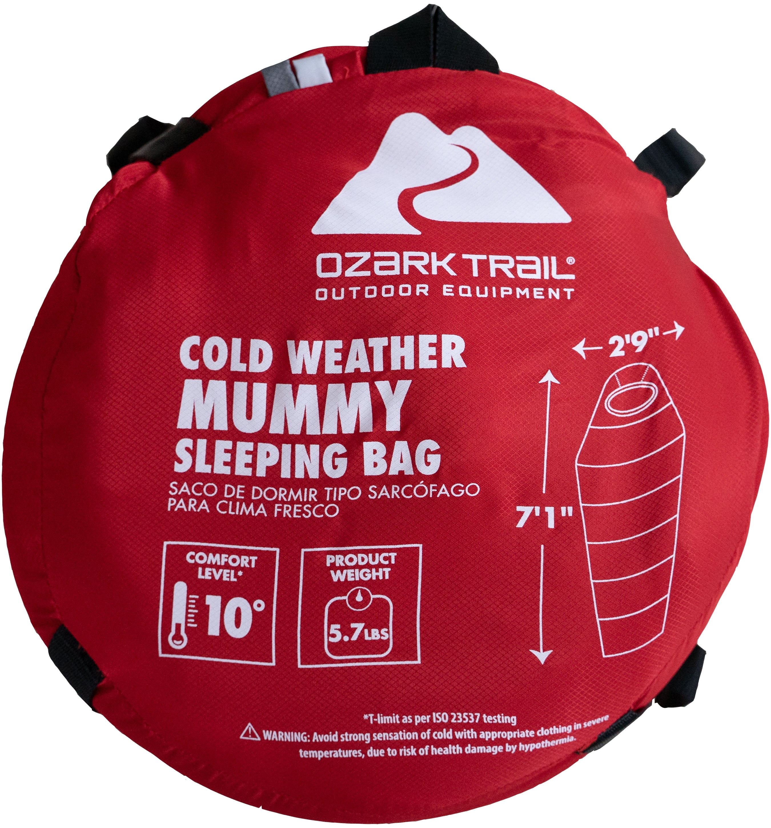 Ozark Trail 10-Degree Mummy Sleeping Bag, Red