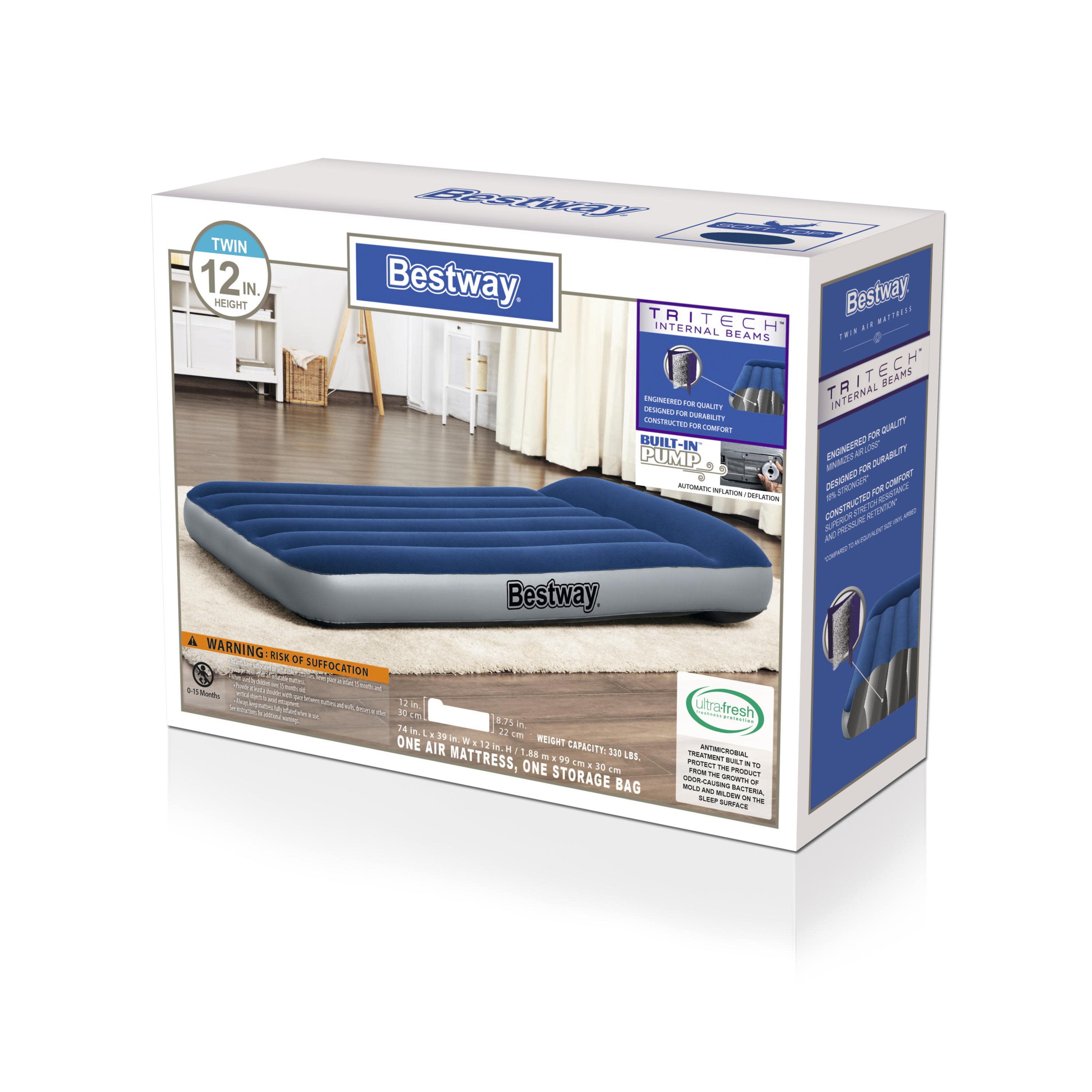 Bestway 12-Inch Twin Air Mattress with Pump