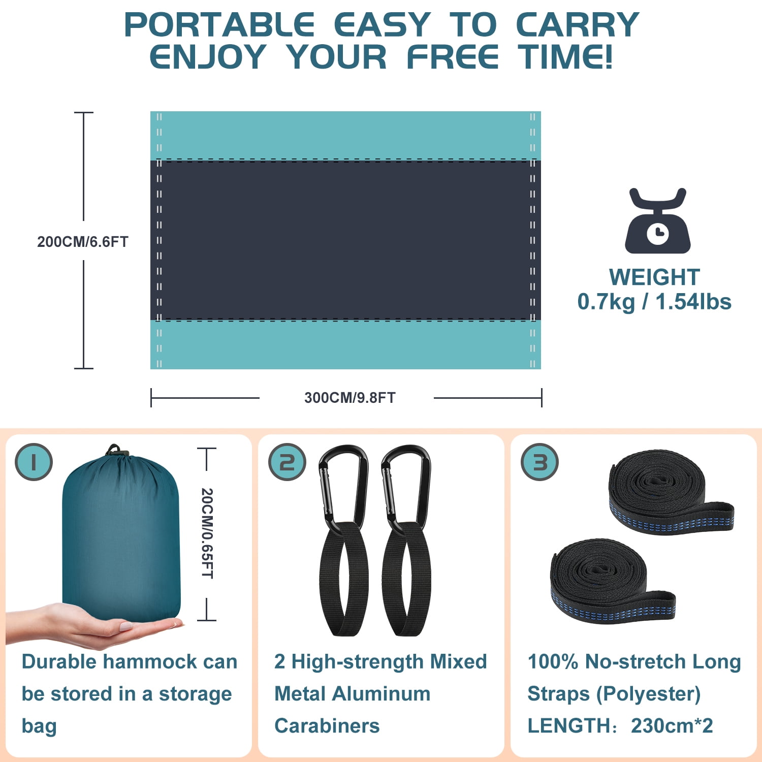 Physen Double Nylon Camping Hammock - 400lbs Capacity