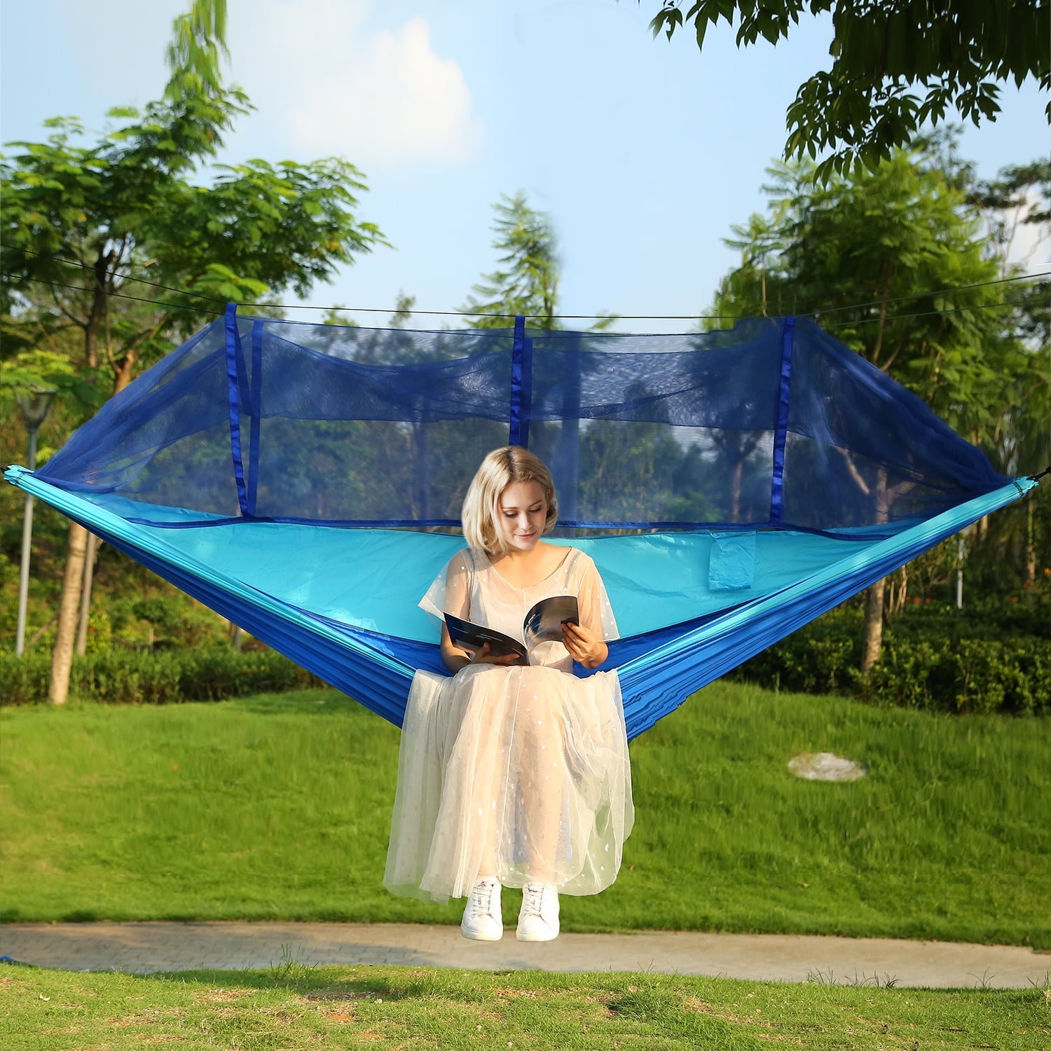 600 lbs Single & Double Camping Hammock with Mosquito Net