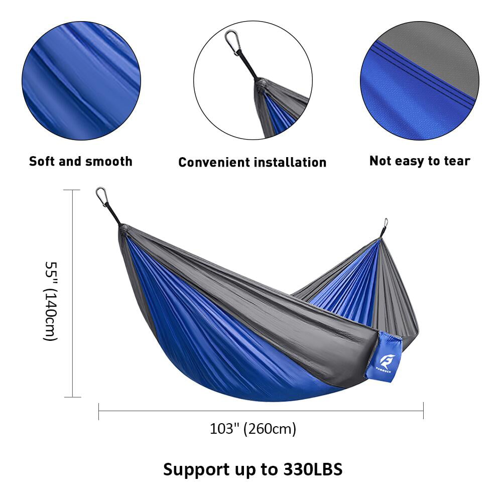 Portable Nylon Travel Camping Hammock - Blue/Gray