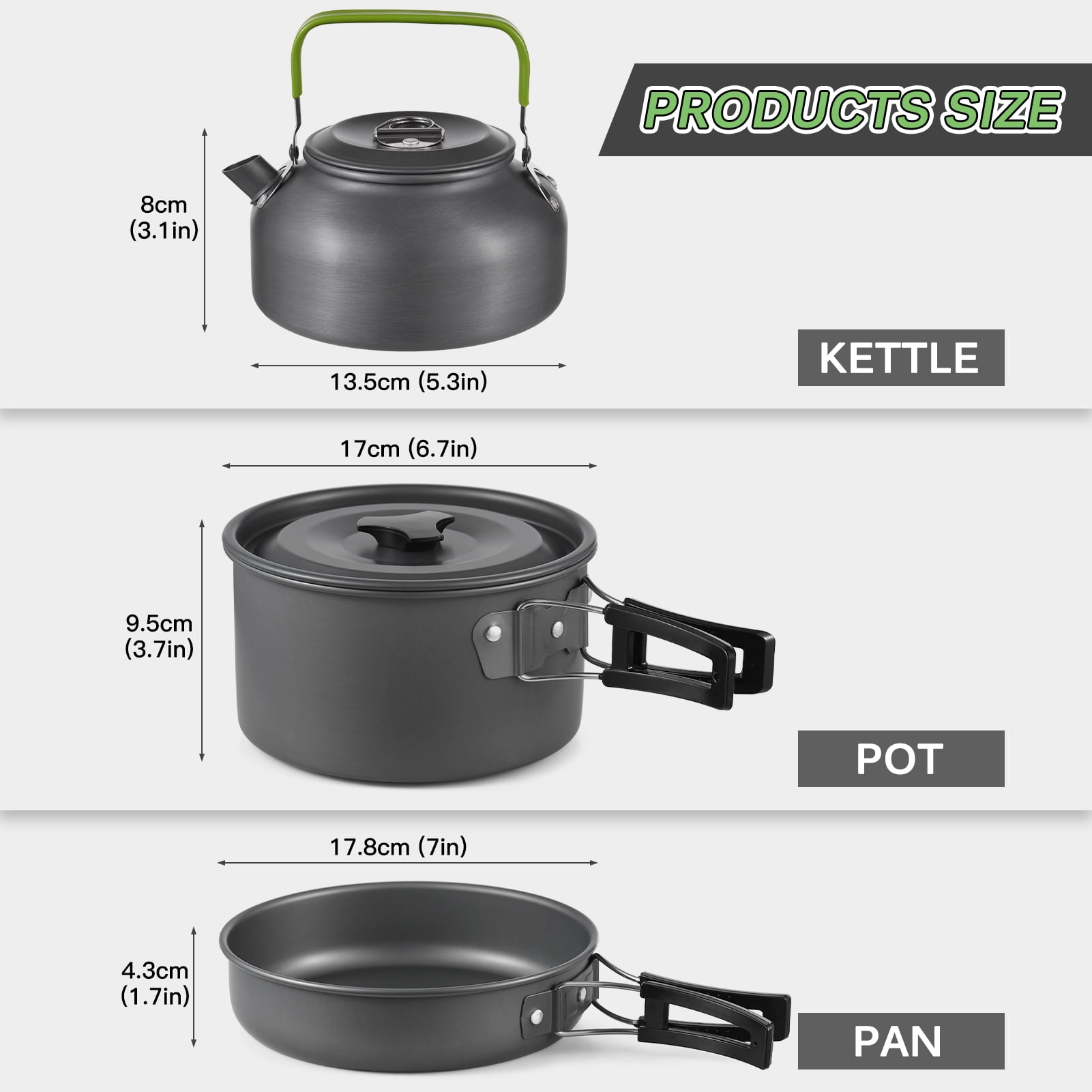 TOMSHOO 22-Piece Camping Cookware Set