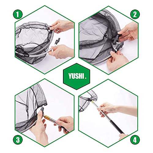 Telescoping Fishing Landing Net with Rubber Coating