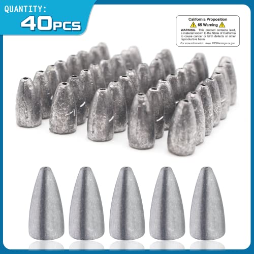 40pcs Fishing Weight Sinkers Kit for Bass
