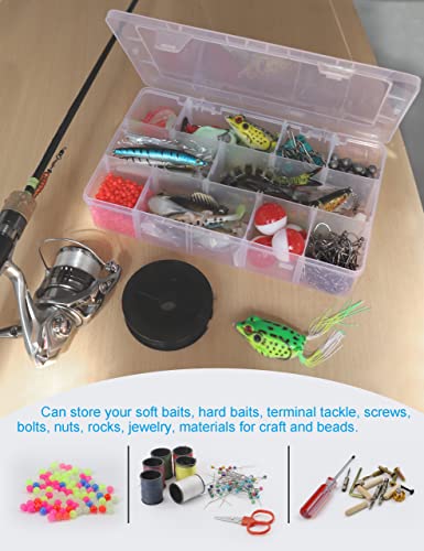 Hlotmeky Clear Tackle Box with Dividers 15 Grids