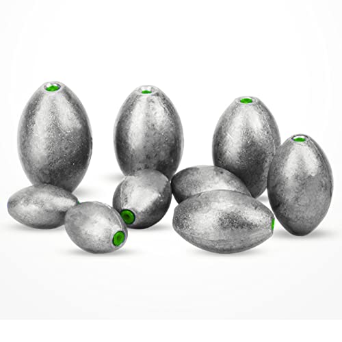 AMYSPORTS 10pcs Egg Lead Fishing Weights Set
