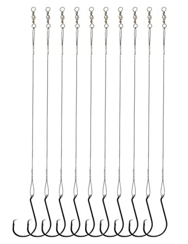 Beoccudo 25pcs Heavy Duty Circle Hooks with Leader