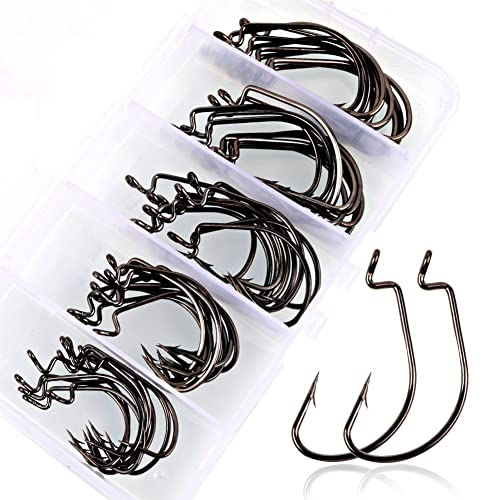 Sougayilang Carbon Steel Jig Hooks with Box (50 Pack)